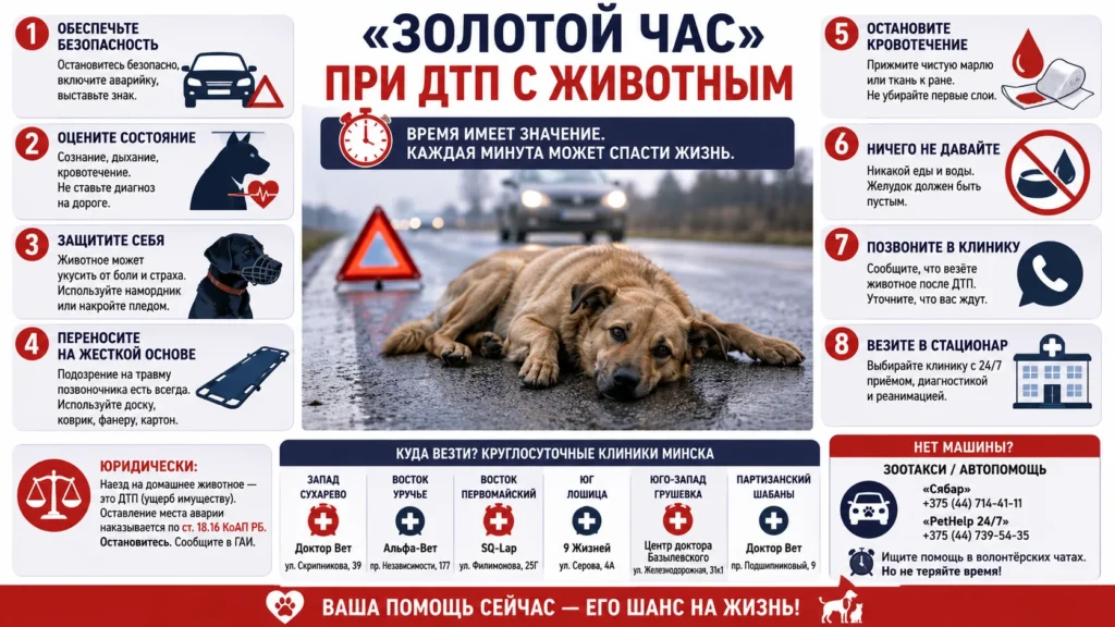 Памятка «Золотой час» при ДТП с животным: что делать и куда обращаться
